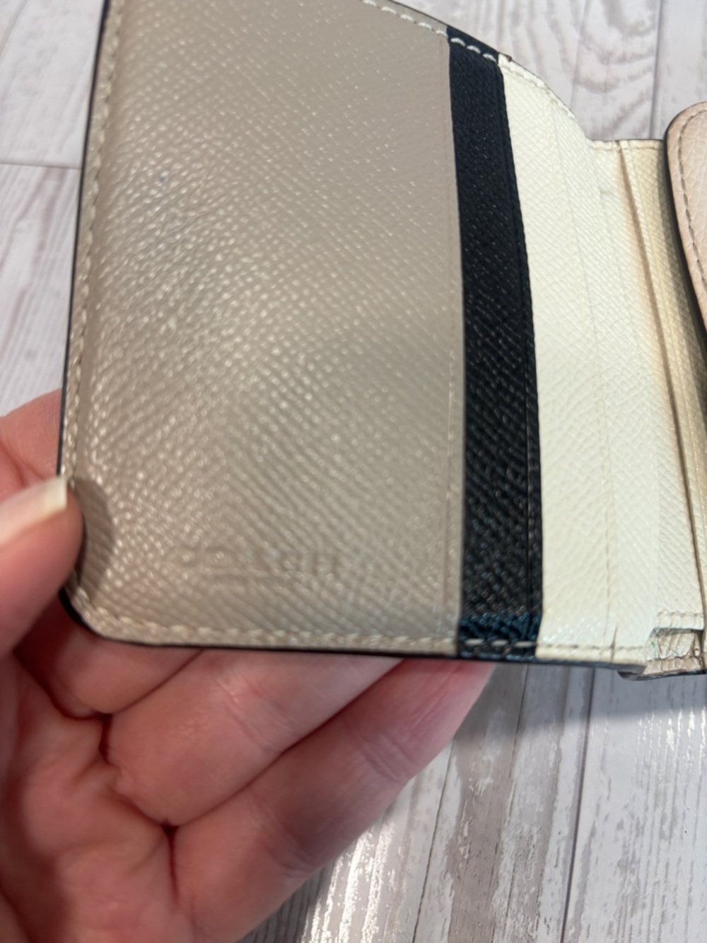 Coach Cream and Taupe Leather Bi-Fold Wallet - Picture 5 of 11